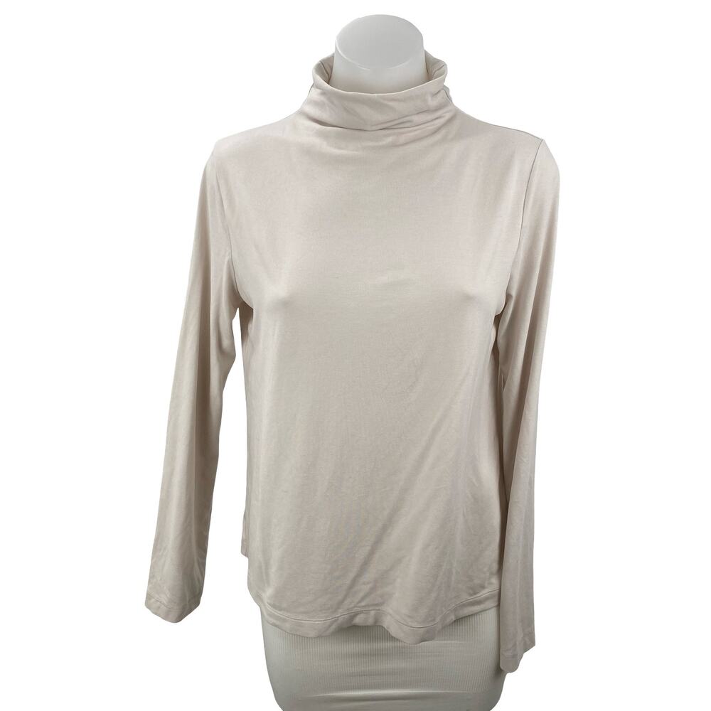James Perse Classics Women's Beige Long Sleeve Turtleneck Sweater Top Size 2